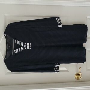 Ming Wang Blue Embellished Tunic Knit Top Size S